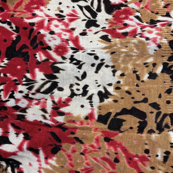 Zozo Knit Cardigan Sweater Linen Blend Size L Button Front Floral Thin - Picture 9 of 10